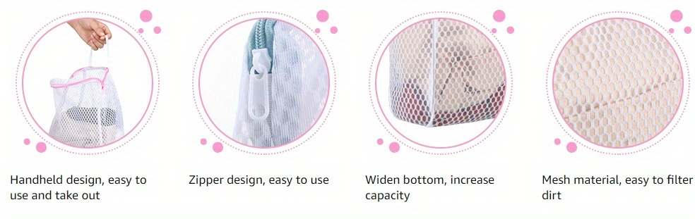 2 pack woven polyester honeycomb mesh laundry bags with zipper and handle   rectangle delicate wash bags for socks underwear and travel apparel details 1