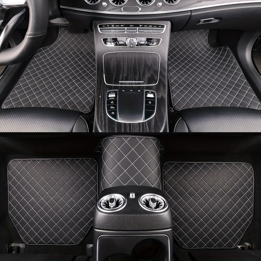 TEMU 5pcs Car Floor Mats, Universal Front & Rear Seats Floor Mats, Leather Car Interior Accessories