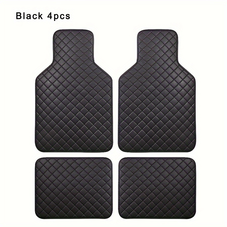 TEMU 2pcs/4pcs Car Floor Mats, Universal Car Checkered Carpet, Pu Leather, Car Carpet Accessories, Suv And Truck, Car Accessories