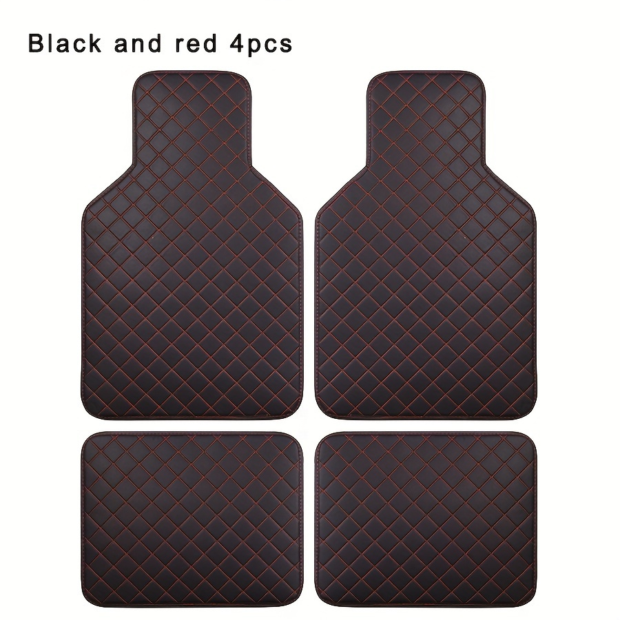 TEMU 2pcs/4pcs Car Floor Mats, Universal Car Checkered Carpet, Pu Leather, Car Carpet Accessories, Suv And Truck, Car Accessories