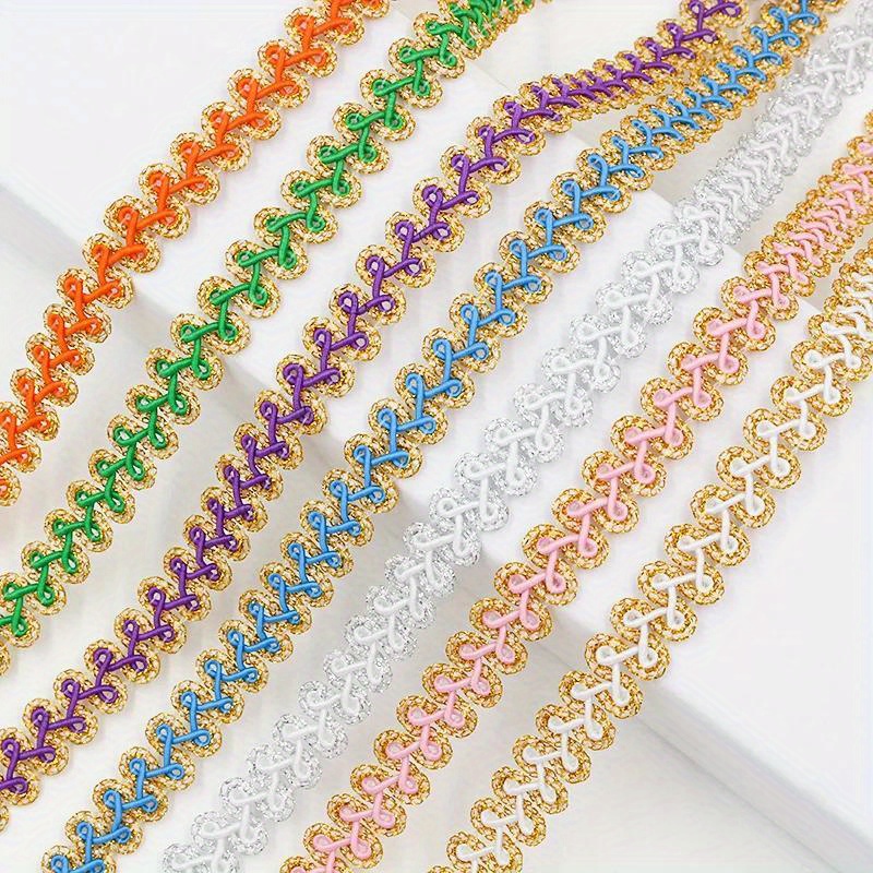 

Multicolored Lace Trim Braid, - Vibrant Assorted Colors For Diy Crafts And