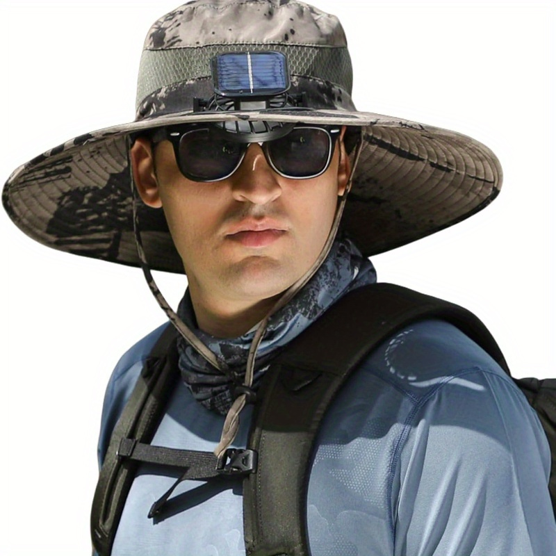 

2024 New Wide Brim Solar Fan Outdoor Fishing Hat, Outdoor Fishing Hat For Outdoor Summer Camping Beach With Fan