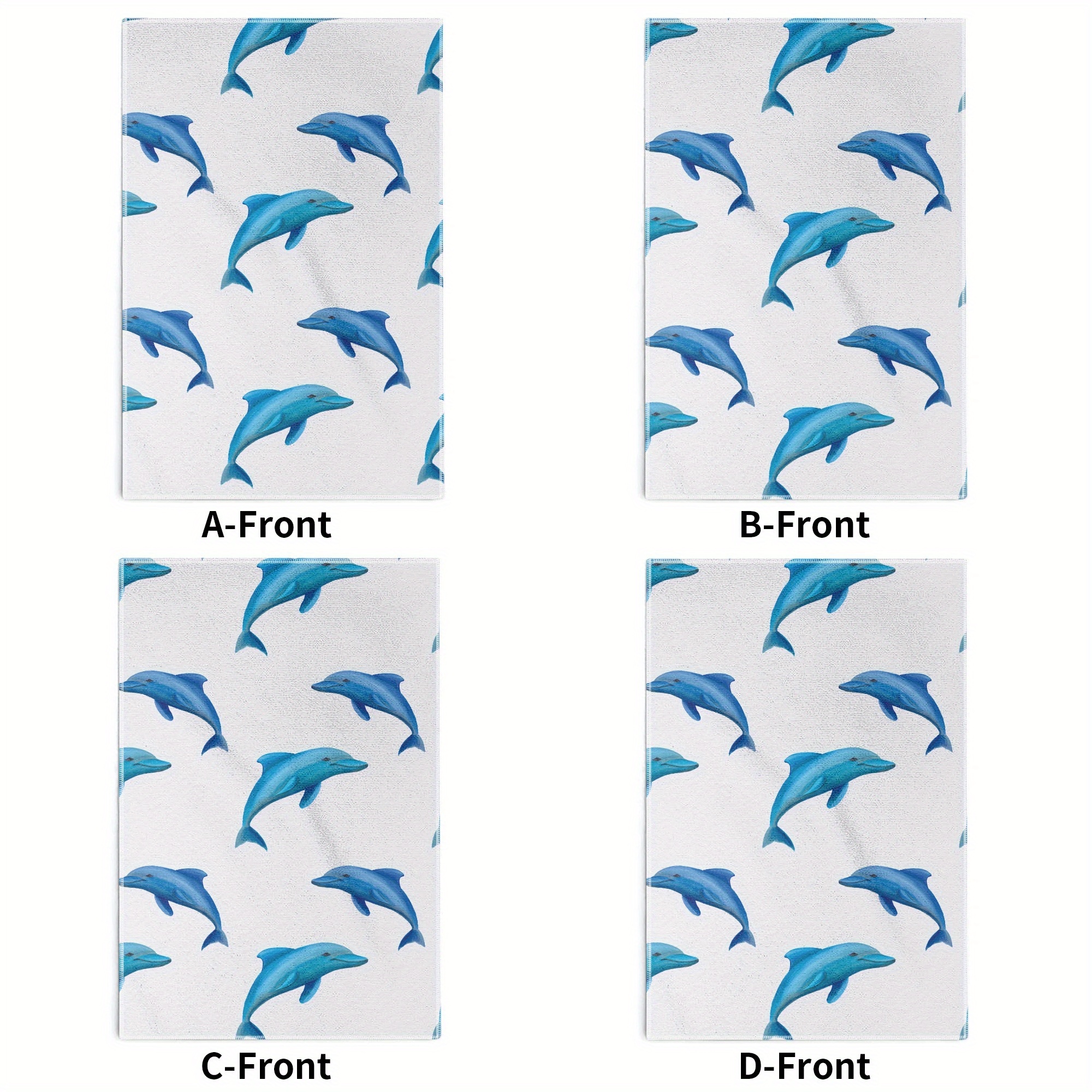 

4pcs Dolphin-themed Soft & Skin-friendly Face Towels Set, 18x26 Inches - Perfect For Home Use, Machine Washable