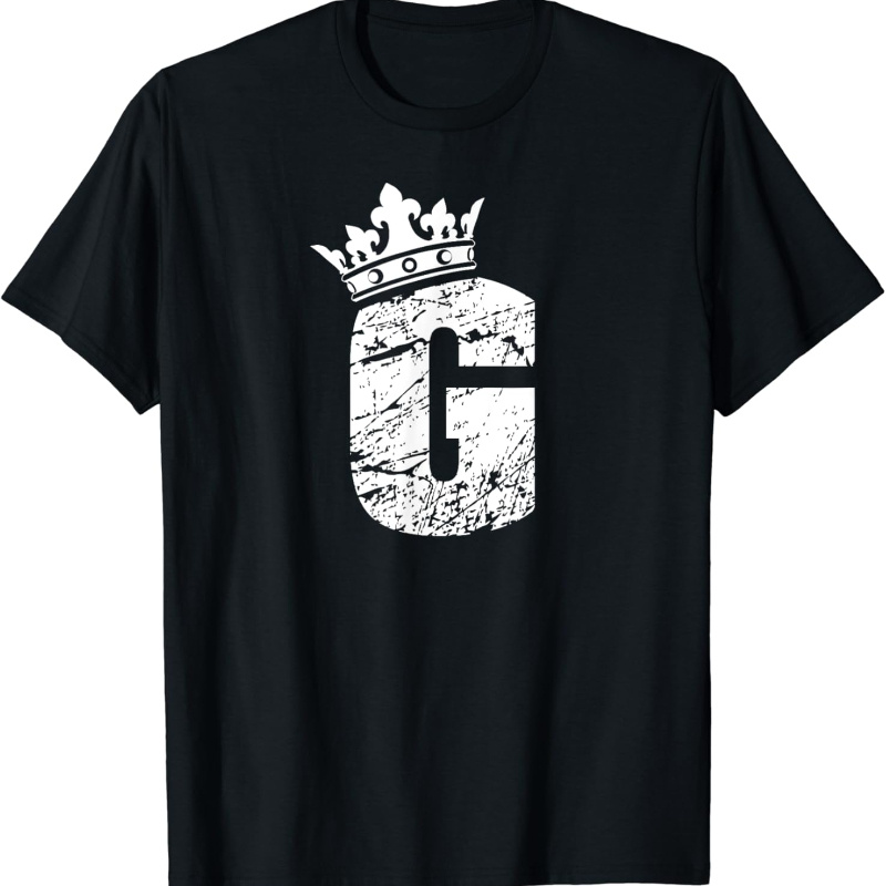 

Alphabet T Shirt- Initial Letter G And King Queen Crown Tee