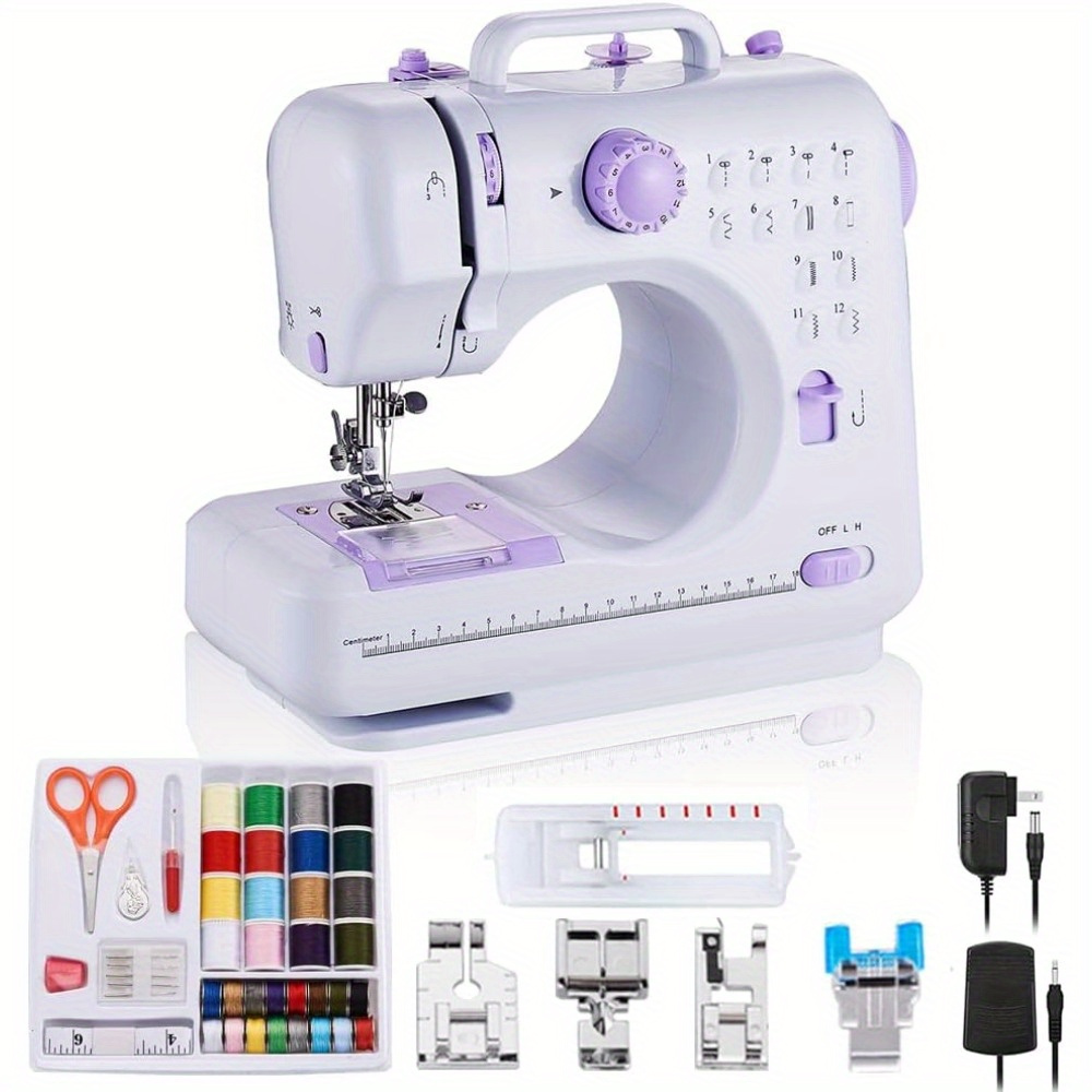 

Sewing Machine Portable Mini Electric Sewing Machine For Beginners 12 Built- 2 Speed With Foot Pedal, Light, Storage Drawer