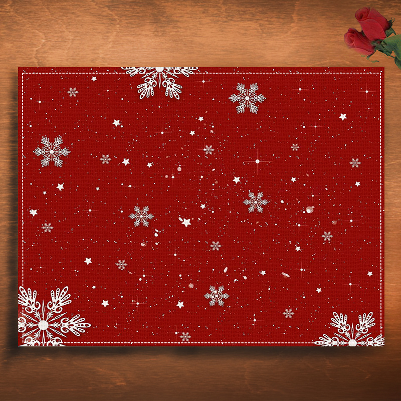 

Christmas Snowflake Table Placemats 2pcs/4pcs - Festive Design 100% Linen Table Mats, Woven Rectangular Dining Decor, Hand Washable, For Holiday Parties, Room & Event Decoration