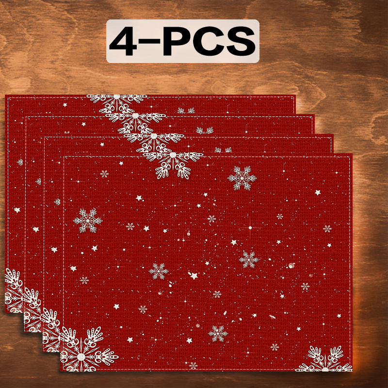 TEMU 2pcs / 4pcs Merry Christmas, Of Placemats With Christmas Snowflake Elements, Personalized Placemats, Party Decorations, Gifts, Holiday Decor,