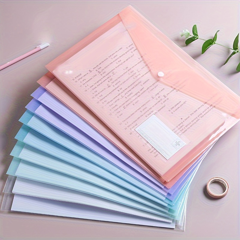 

10-pack A4 Abs Plastic Waterproof Folders With Snap Closure - Durable, Transparent Document Storage Bags For Students And Professionals