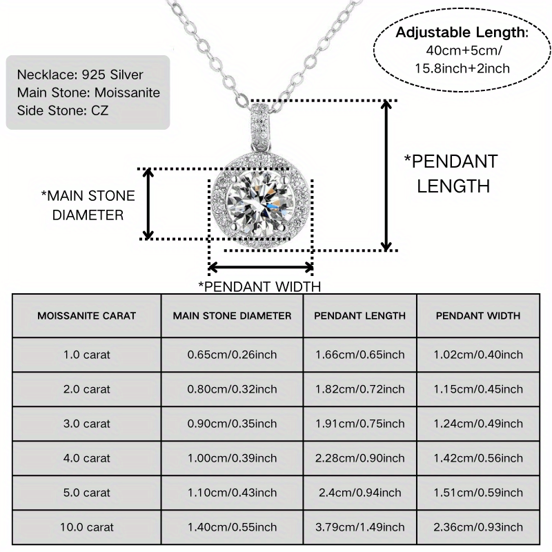 Women's Stylish S925 Moissanite Round Pendant Necklace, Gift for Her