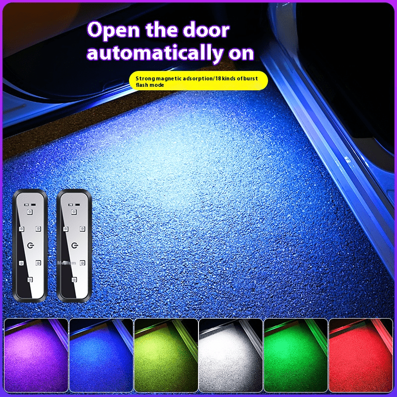 

1pc/2pcs Led Car Door Light, Car Door Anti-collision Light, Wire-free Atmosphere Light, Colorful Welcome Light