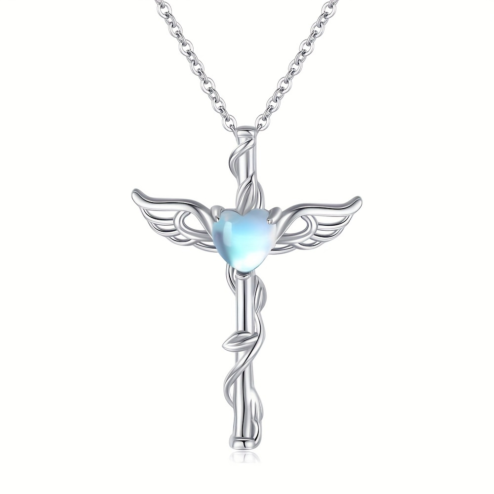 Image of Adorable Synthetic Wing Cross Heart Necklace For Women, Use, Parties, Easter Celebrations, Banquets, Vacations, And As Valentine's Day Gifts