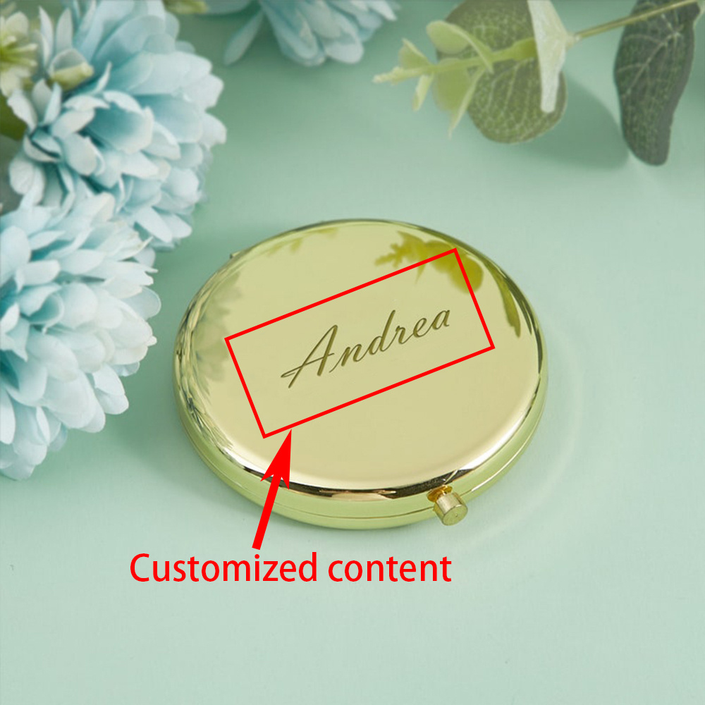 

1pc Personalized Engraved Compact Mirror, Elegant Stainless Steel , Customizable Bridesmaid Gift, Laser Engraved Makeup Mirror For Bridal Party, Maid Of Honour, And Christmas Present