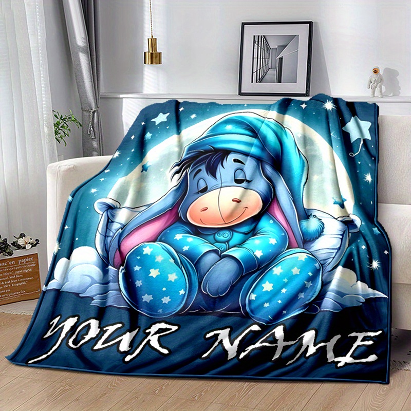 

Custom Name Eeyore Blanket: Soft All-season Throw For Car, Travel & Camping - Personalized Gift Blanket For Bed Or Sofa - Anime Theme - Handwash Or Machine Washable - Suitable For All Seasons