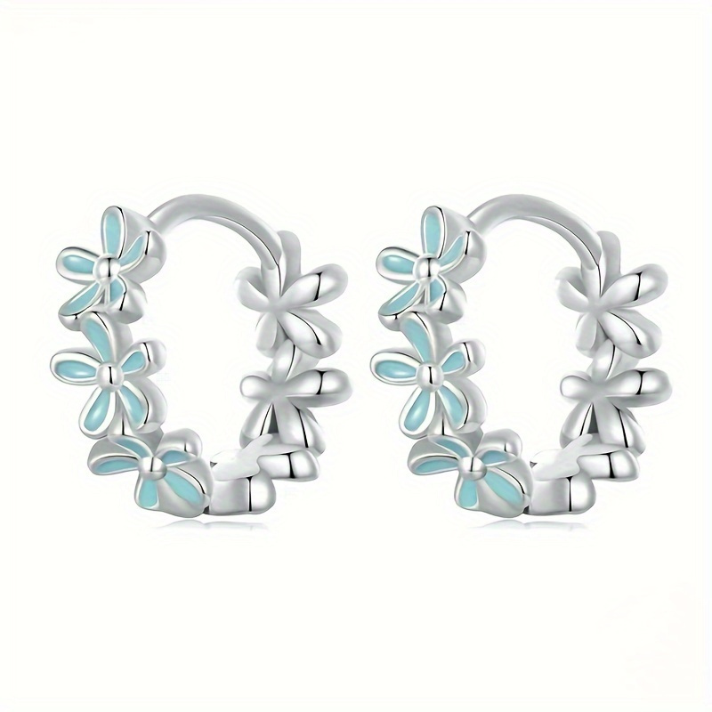 E-shop 1 Paar Damenmode Creolen Süße kleine blaue Blumen Creolen Damen Sweet Date Wear Kreatives Exquisites Geburtstagsgeschenk für Freunde Familie