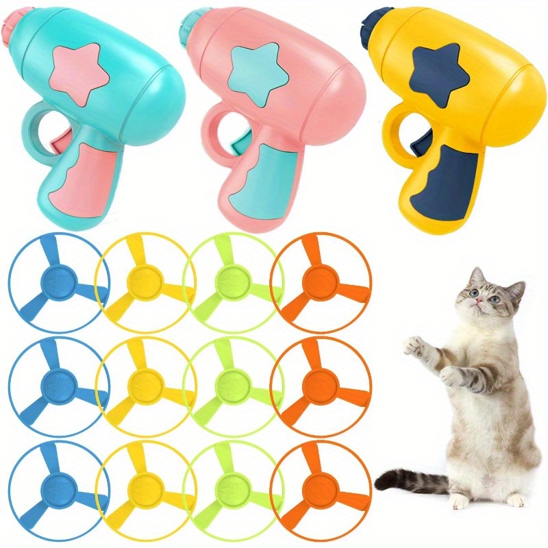 

15 Pcs Flying Propellers Cat Ride Interactive , Hunting & Play Toys For Kitten