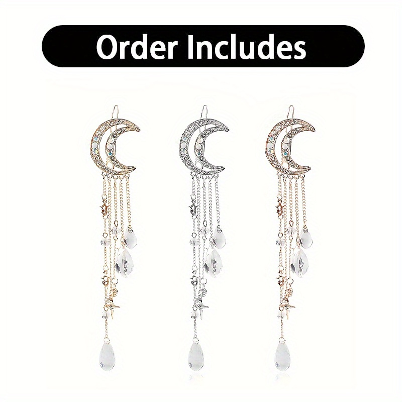 TEMU 3pcs Moon Shape Hair Clips Pin Hair Accessories For Female Women For Eid, Ramadan