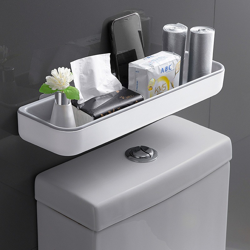 

Étagère de Rangement pour Salle de Bain à Installation Facile Sans Perçage - Plastique Durable, Organisateur Mural pour Toilettes & Lavabo