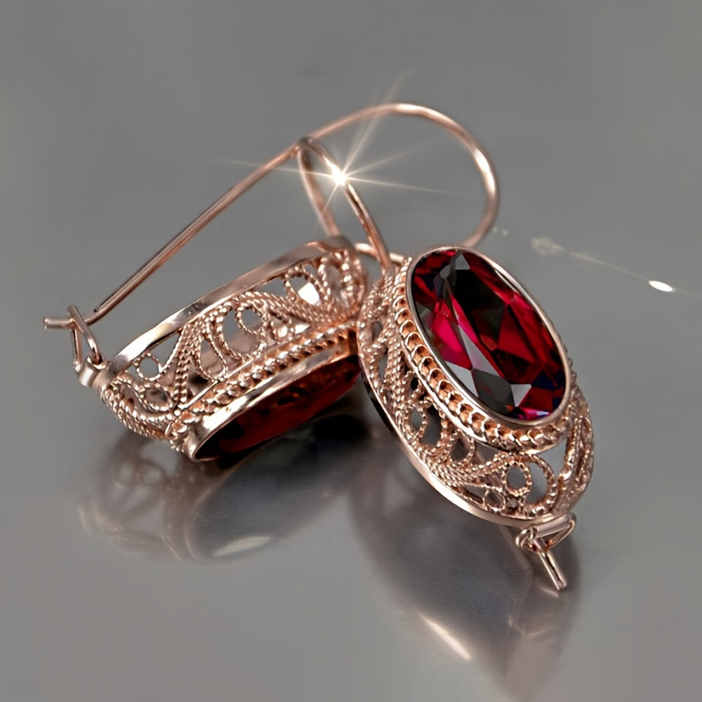 E-shop 1 Paar modische Creolen für Damen mit synthetischen Edelsteinen, Vintage-Luxus-Ausstanz-Design, für Partys, , Hochzeiten, Schmuck
