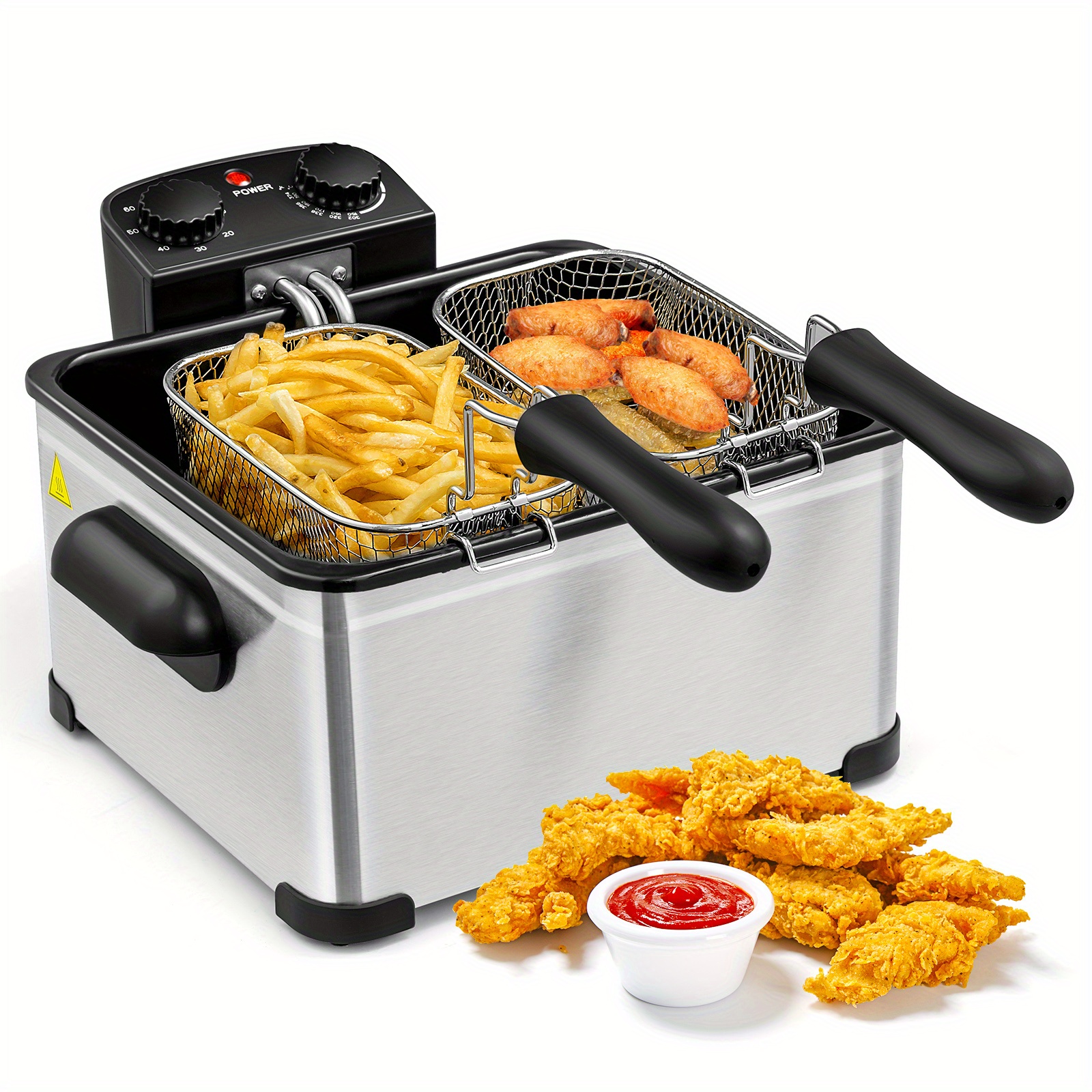 

Giantex 5.3qt/21-cup Professional Deep Fryer, 1700w Stainless Steel Electric Deep Fryer W/ Triple Frying Baskets, Large , View Window, Temperature Knob & Timer Control, Suitable For Family Use