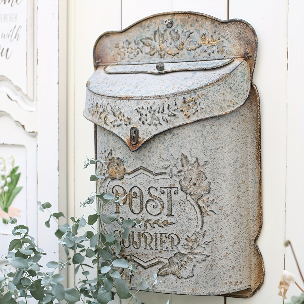 

Wall Mailbox Letter Box Decoration Crafts Metal Wall Mounted Post Farmhouse Post