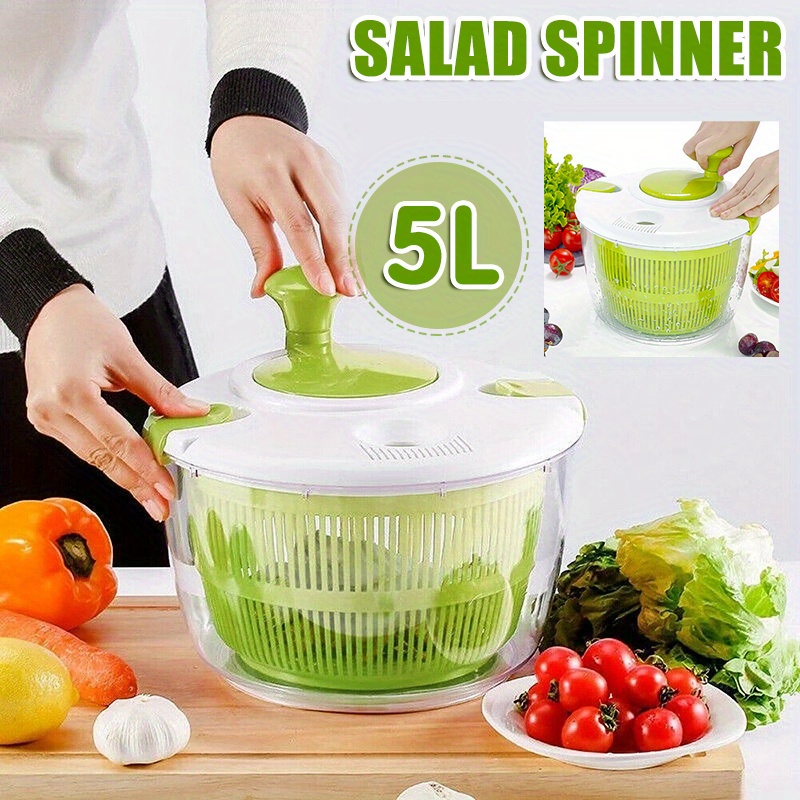 TEMU 1pc, Salad Spinner With Storage Lid, Drain, And Colander, Quick And Easy Multi-use Lettuce Spinner, Vegetable Dryer, Fruit Washer, Pasta And