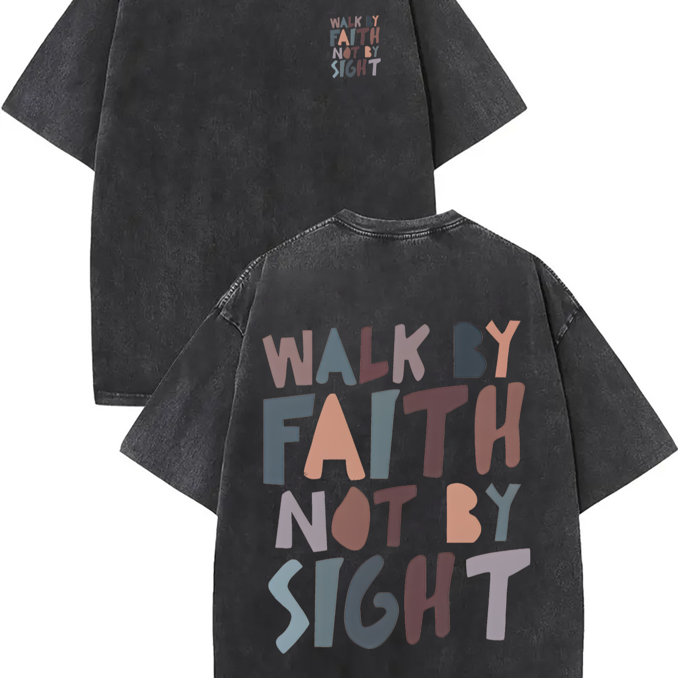 

Walk Not By Sight Print Oversized Cotton Solid Drop Shoulder T Shirts For Men Vintage Streetwear Basic Tees Baggy Hip Hop Unisex Tops T Shirt