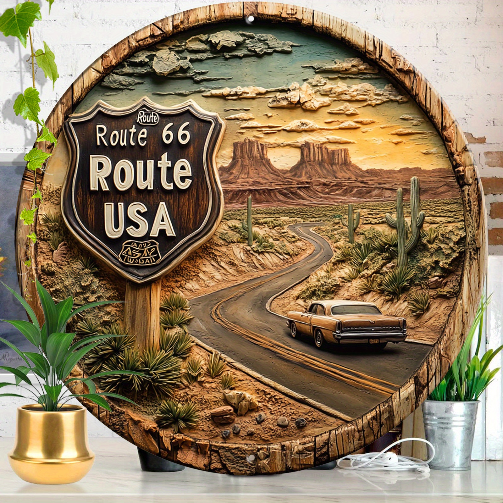 

Vintage Route 66 Wall Art: Aluminum Tin Sign - Perfect For Restaurant, Cafe, Bar, Club, Living Room, Or Garage Decor