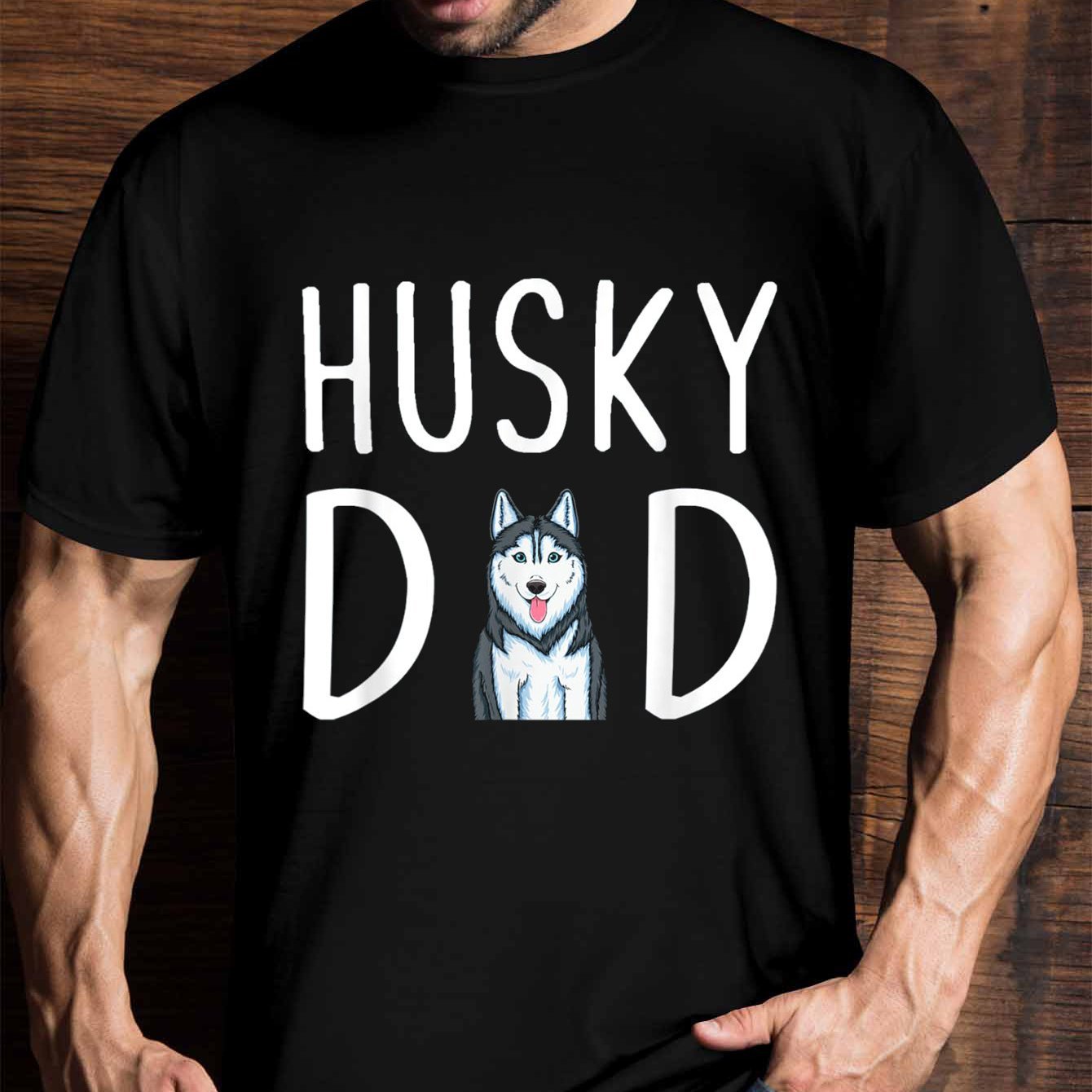 

Dad Husky Men's, Men's Funny Pattern T-shirt, Short Sleeved Novelty T-shirt Classic Version, Round Neck, T-shirt