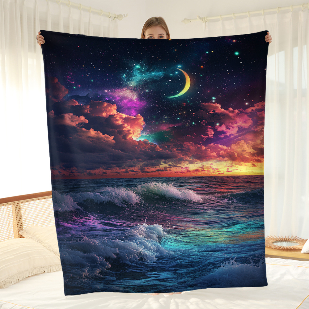 

Cozy & Ocean Flannel Throw Blanket - Soft, Warm, And Lightweight For Couch, Bed, Office, And Travel - Gift