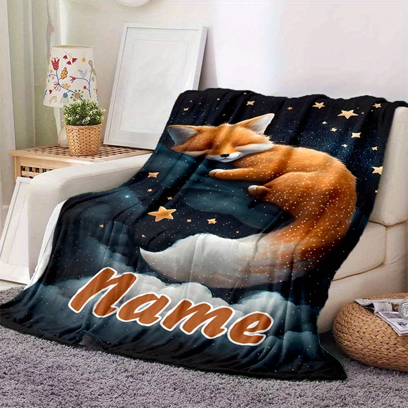 

Personalized Fox Sleep Blanket - Soft, Hypoallergenic & Tear-resistant Flannel | Ideal For Sofa, Bed, Office & Camping | Gift