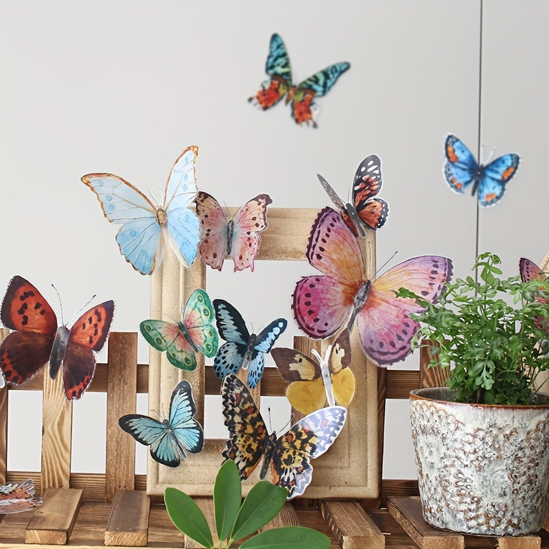 

36pcs Watercolor Decor Set - 3d Lifelike Butterflies For Weddings, Valentine's Day, Parties & Outdoor Decorations