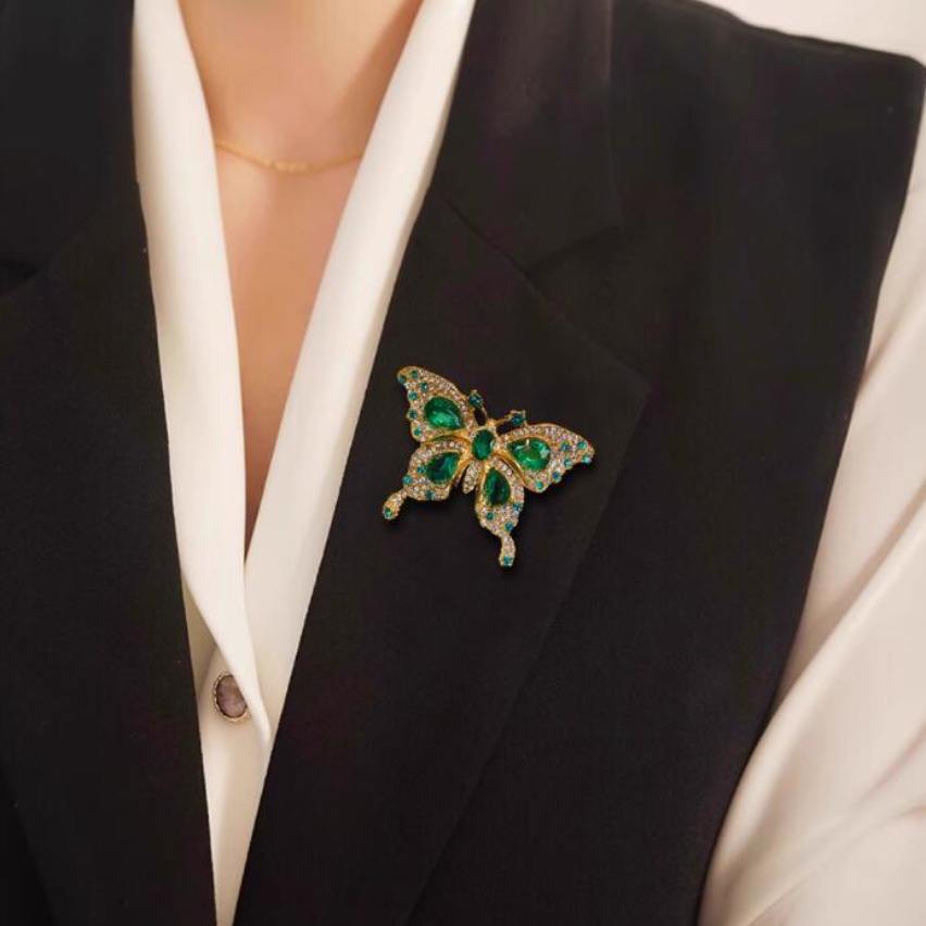

Vintage Green Brooch For Women, Luxury Coat Suit Accessories Pin