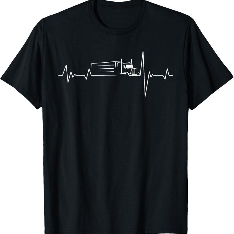 

Truck Driver Heart Beat Semi-trailer Tractor T-shirt