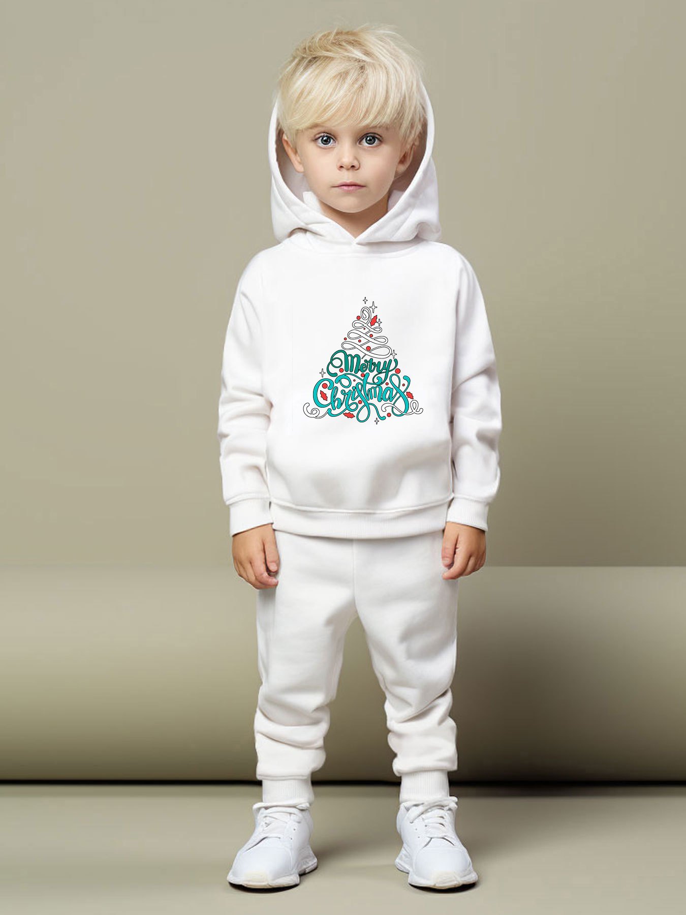 Ensemble De Survêtement Enfant 2 Pièces 2025 - Sweat à Capuche + Pantalon Jogging, Imprimé Lettres, Unisexe, Décontracté - 2