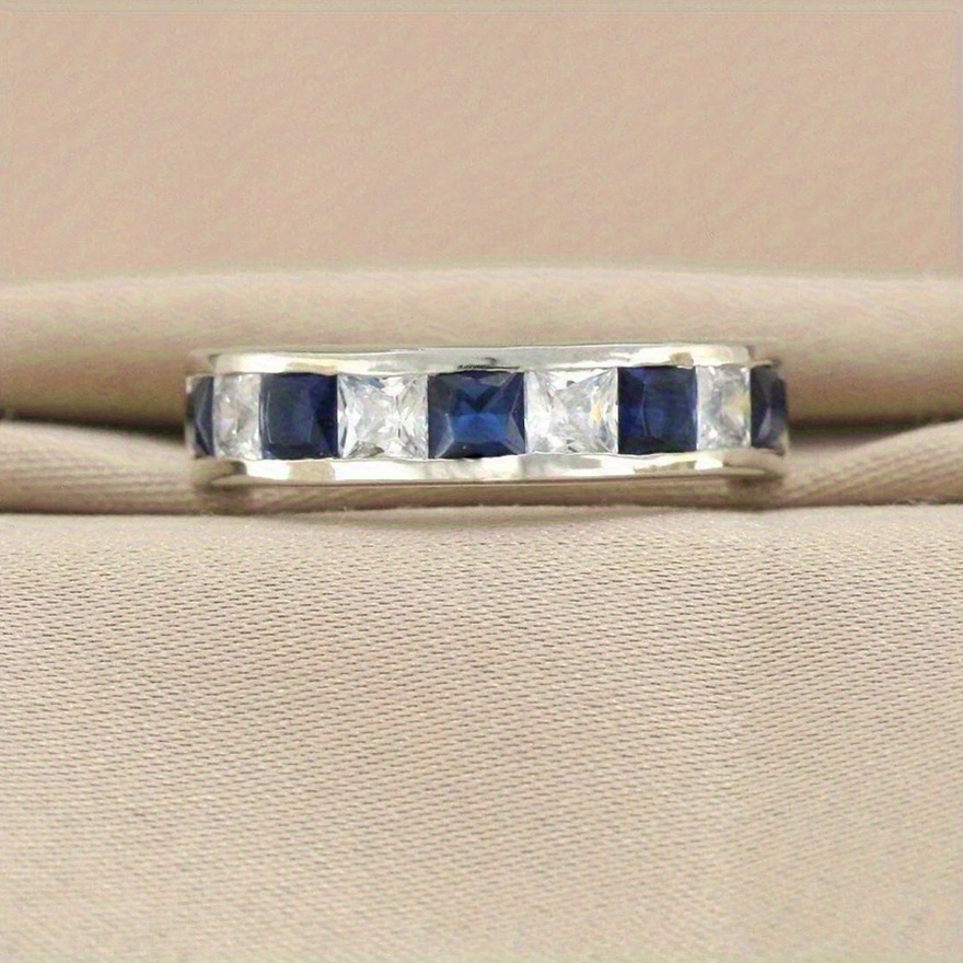 Women's Stainless Steel Wedding Ring with Cubic Zirconia Inlay