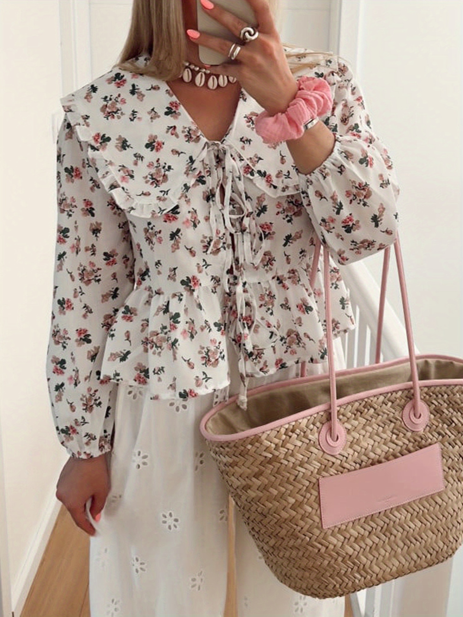 blusas tipo babydoll florales mujer casuales sueltas cuello Temu