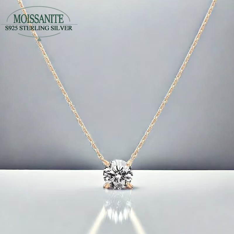 

925 1ct 2ct 3ct - Moissanite Pendant Necklace, Jewelry , Box