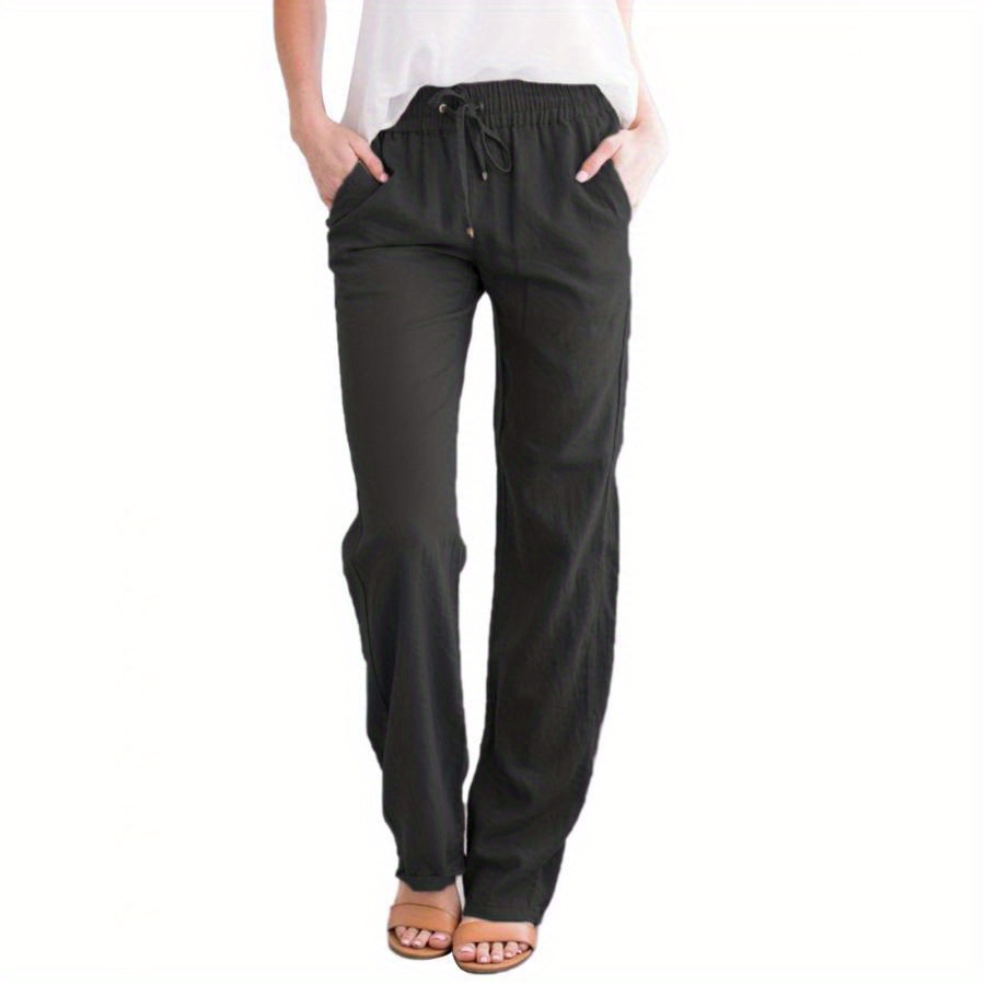 

Women's Loose Trousers Casual Solid Color Wide-leg Trousers Drawstring Pants