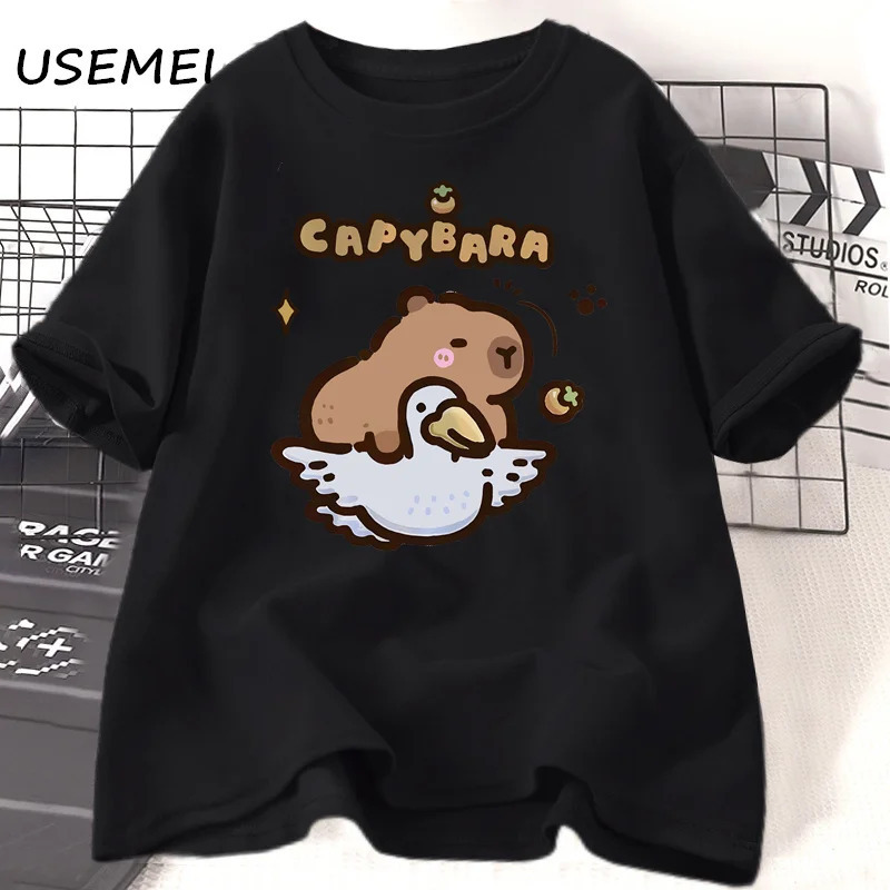 

Funny Capybara T-shirts Men Women Summer Cute Animal T Shirt Cotton Short Sleeve Graphic T Shirts Streetwear Women's Clothing