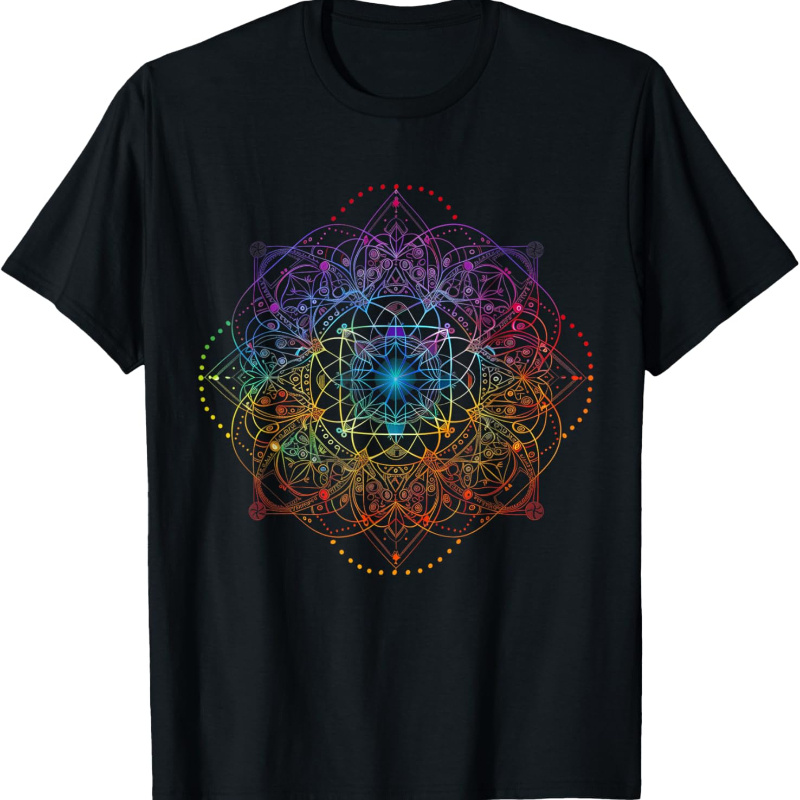 

Sacred Geometry Metatron Cube Colorful Spiritual Yoga T-shirt