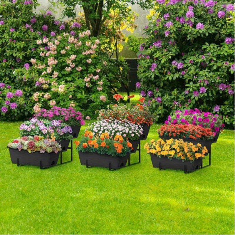 

3 Pack 3-tier Planter Box For Planting Plants, Vegetable, Medicinal Materials, Indoor And Outdoor. Black/red/gray/green.