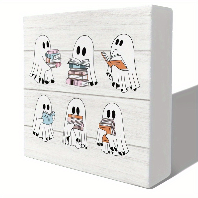 TEMU Panneau en PVC avec des blancs d'Halloween, parfait pour les passionnés de livres. Cet article de décoration effrayant et humoristique est idéal