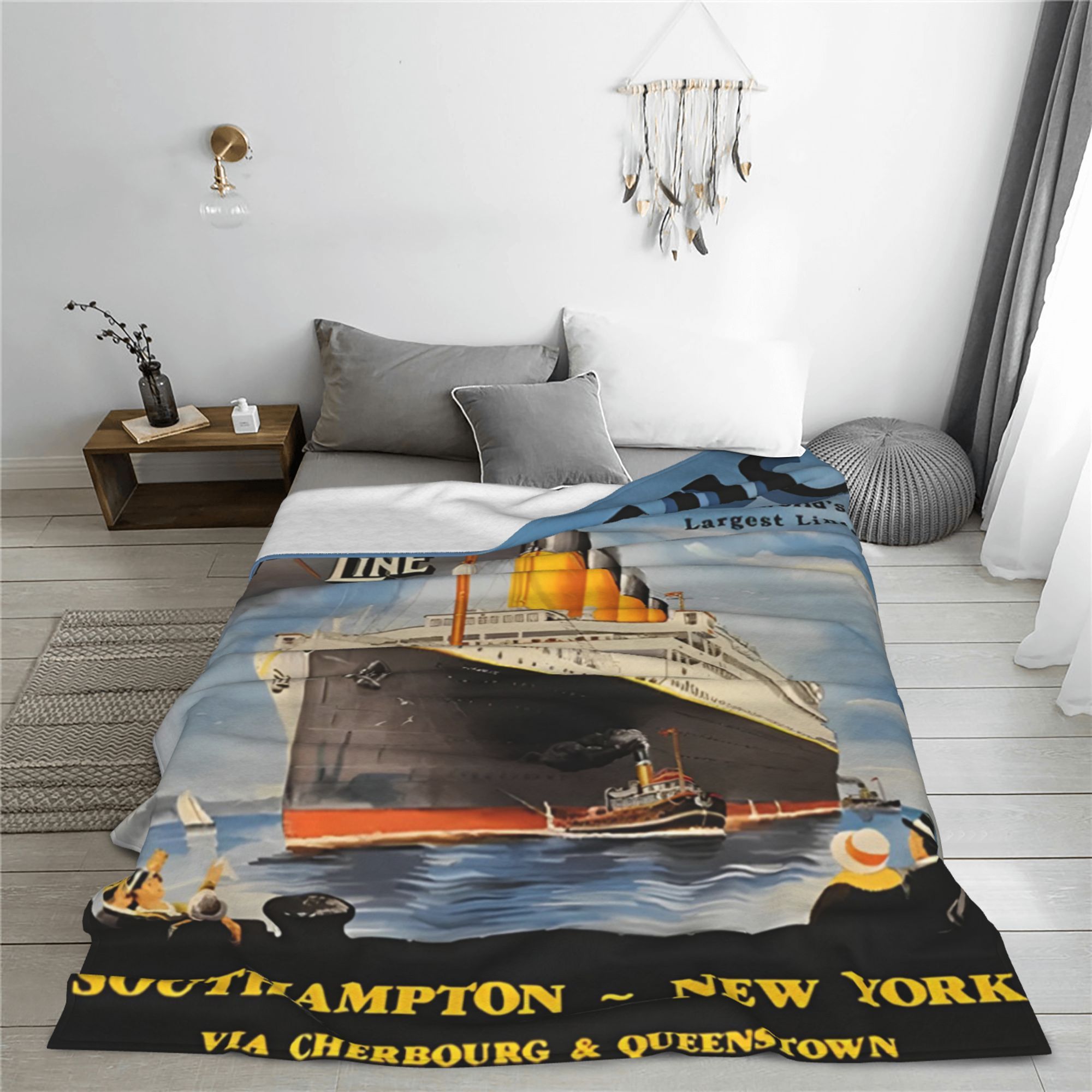 

Vintage Titanic Theme Flannel Fleece Throw Blanket - Digital Print, 100% Polyester, Non-woven Weaving, Glam Style All-season Comfort, Ideal Gift For Nautical Enthusiasts