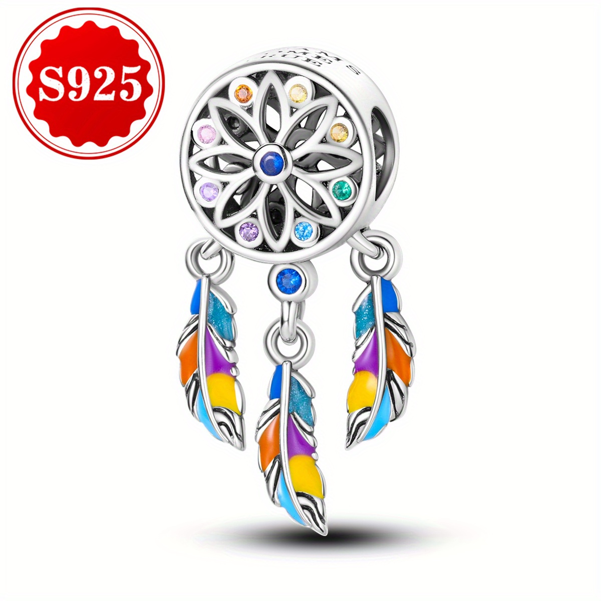 S925 Sterling Silver Charm Luck Symbol Dream Catcher Beads