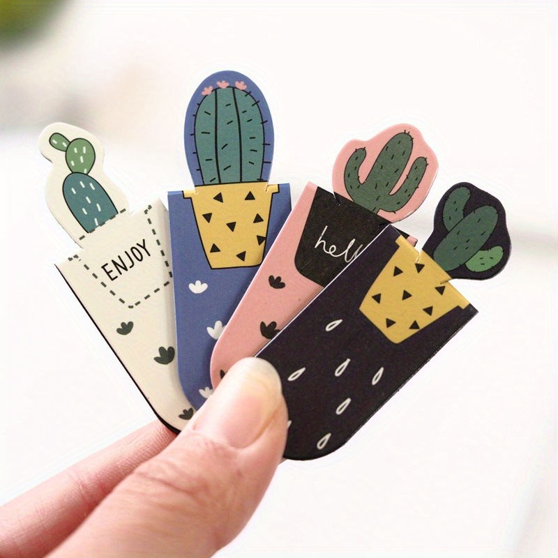 

3pcs/set Cactus Design Magnetic Bookmarks, Cute Plant Page Markers For Books And Office Stationery - Assorted Patterns, Durable Other Metal Materials