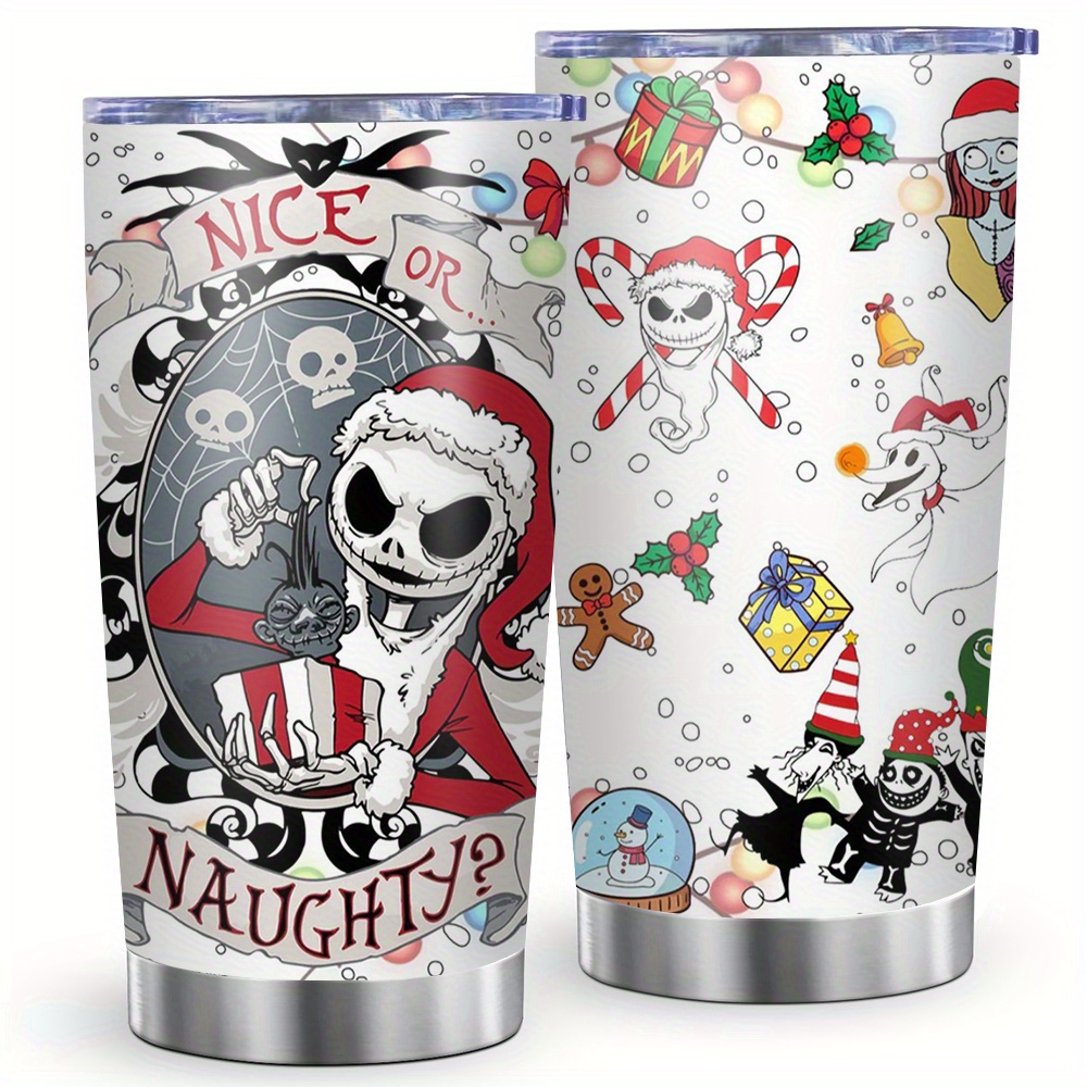 

Christmas 1pc 20oz Stainless Steel Heat Cold Insulation Water Bottle, Dual Wall Vacuum Cups, Abundant Cartoon Color Print Tumbles With Straw, Christmas Gift