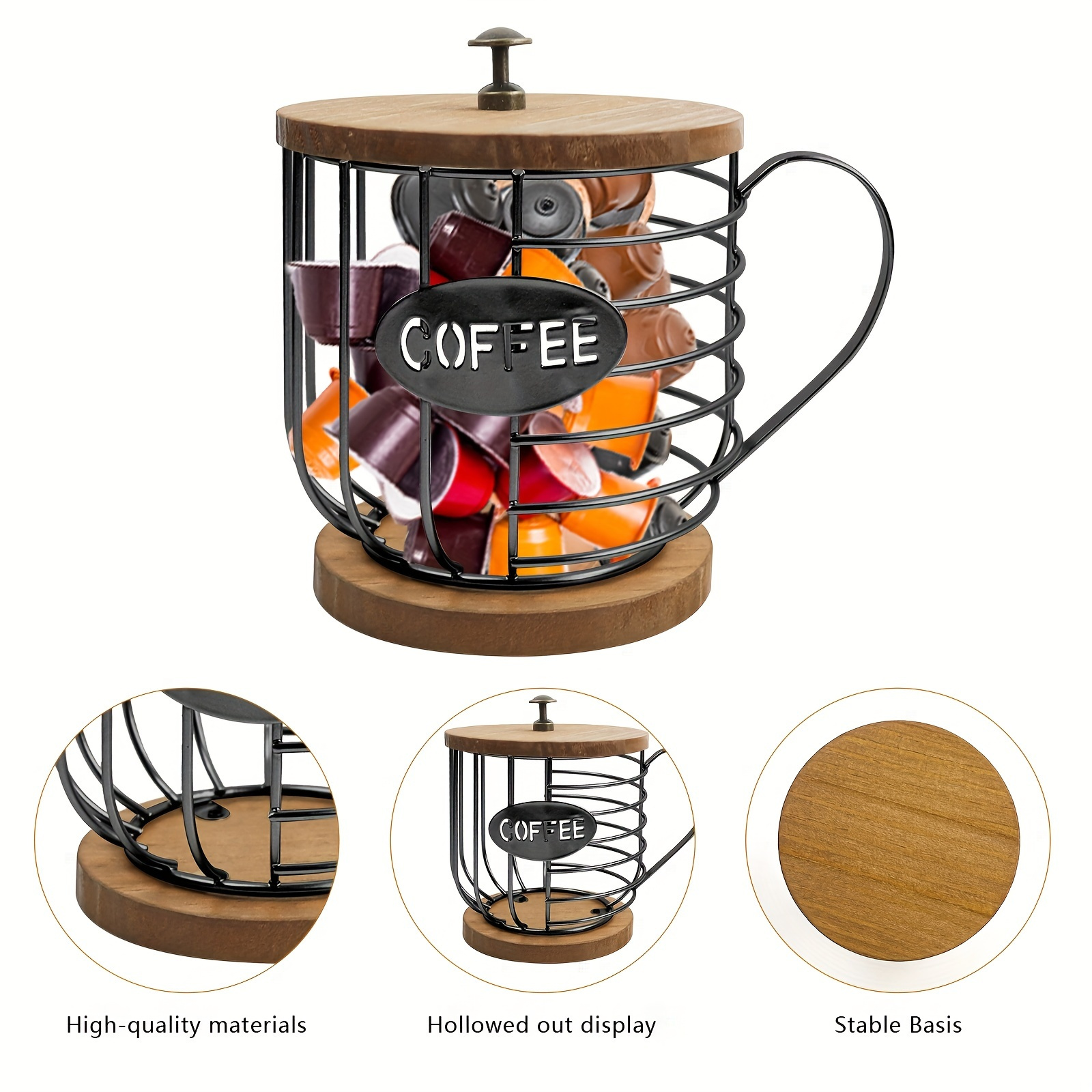 

Coffee Pod Holder - K Cup Shelf Baskets For Countertop, Space-saving Capsule Dispenser, Shelf Baskets