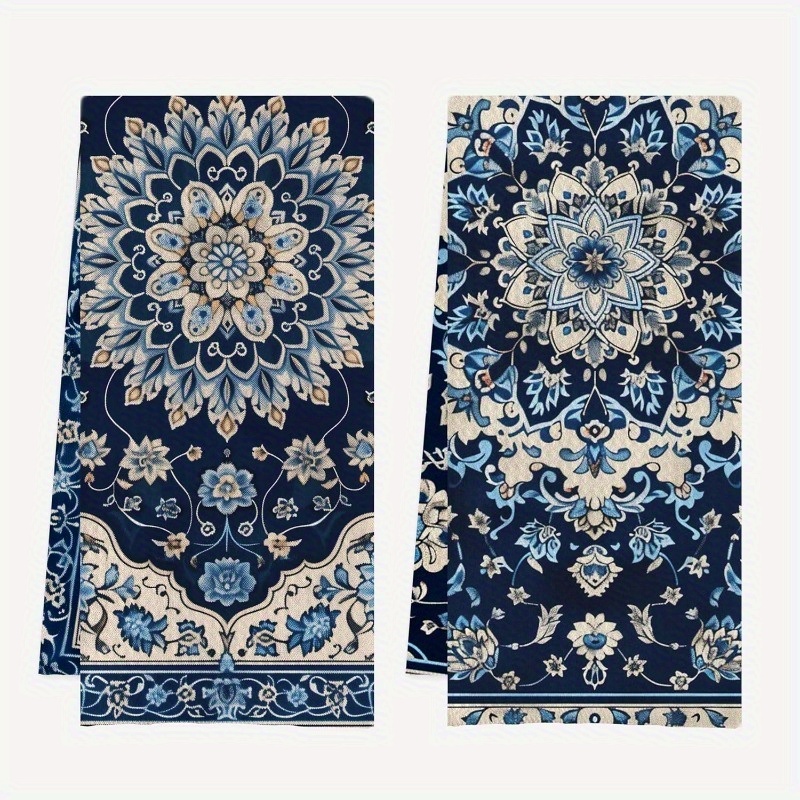 

2pcs 18x26inches Kitchen Towel Blue And Towel Decorated Bohemian Towel Bohemian Kitchen Towel Housewarming Gift Bathroom Fingertip Towels Home Goods