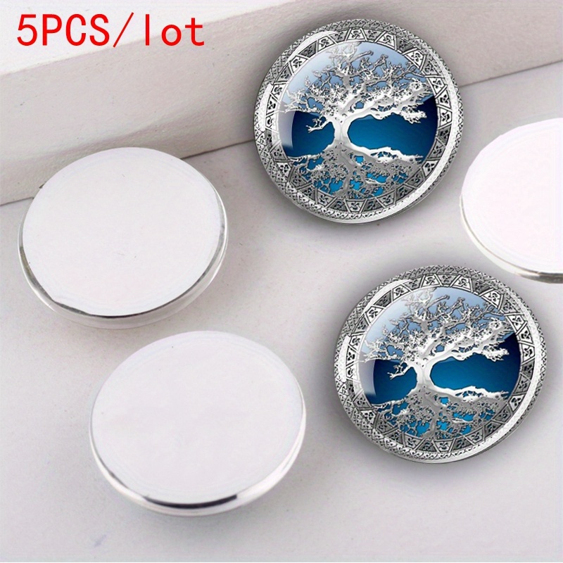 TEMU Lot de 5 pièces - Cabochon en verre Arbre de Vie 25mm - Pendentif DIY - Fournitures pour création de bijoux artisanaux