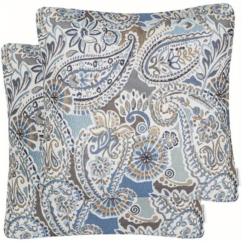 

2pcs Paisley Pattern Throw Pillow Covers, 18x18 Inch, 100% Polyester Decorative Cushion Cases, Woven Rectangle Pillow Shells, With No Battery Required For Sofa And Couch